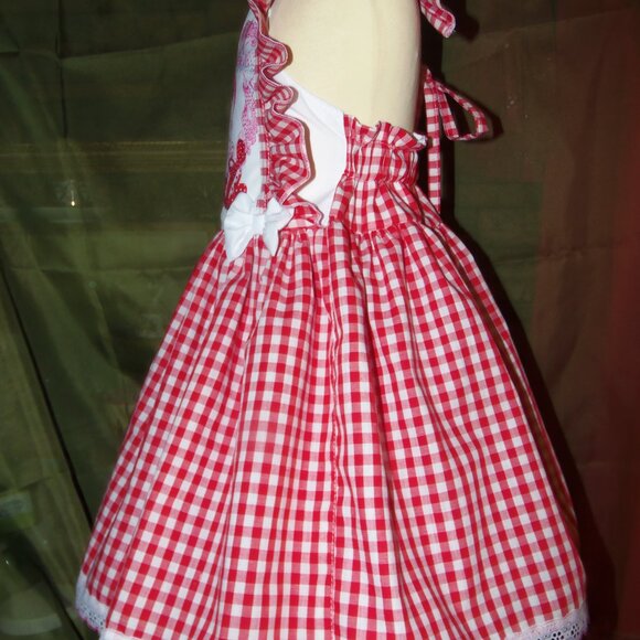 Hello Kitty Gingham fabric Girl Dress and Bow Size 4t NEW - Picture 5 of 8